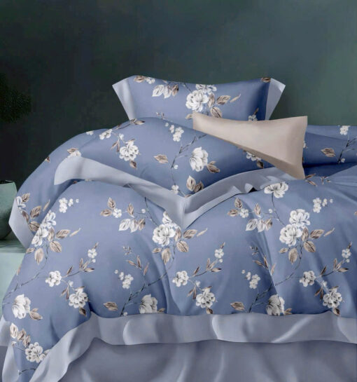 Bộ ga gối chun trần Tencel EU hoa cao cấp