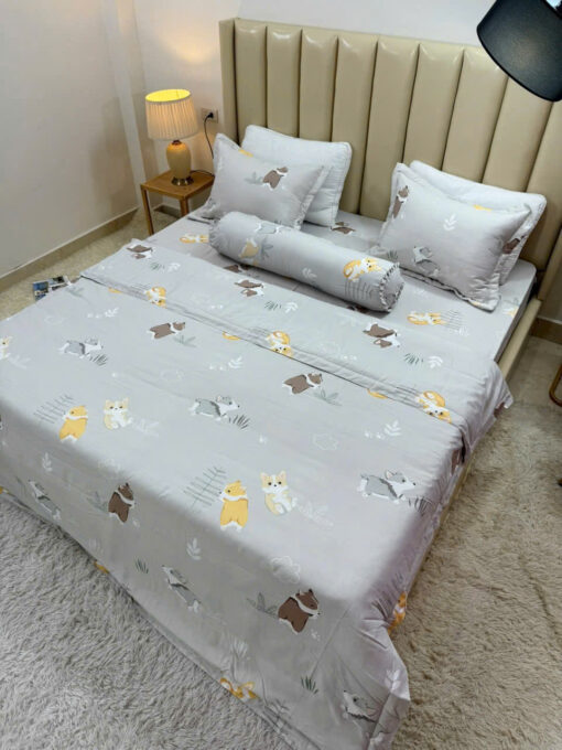 Bộ ga gối chun trần Tencel EU hoa cao cấp